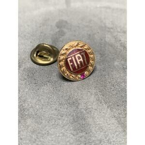 VINTAGE FIAT 10k GOLD LAPEL PIN Dealer Service Pin With Gem Stone